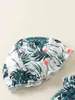 Baby Tropical Print Frill Trim Cami Jumpsuit With Hat SHE