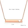 New Love Heart Bar Necklace Netclace Mashion Gold Slight Blank Stainless Steel Neglaces for Buyer Engliving Jewelry DIY