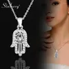 Sinleery Classic Hand of Fatima Hamsa Necklace hängen Silver Color Chain Choker Palm Statement smycken för kvinnor XL681 SSF1