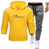 Män Hoodie Patchwork Overaller Märke TRACKSUIT SET Sweatshirts 2022 Pants Casual Hoodies Pullovers Street Black Hoody Streetwear