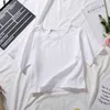 2022夏の半袖Tシャツの女性の綿の固体TシャツOネックハイウエストクロップトップティー女性カジュアルルースTシャツG220228