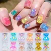 Falska naglar 6/10 / 50pcs 3d tecknad kristallbjörn nail art rhinestone tillbehör pärlor manikyr godis färg dekorationer 220225