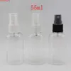 Bouteille de parfum de voyage en plastique ovale transparente de 55 ml avec pulvérisateur de brouillard Récipient vide rechargeable pour l'emballage de cosmétiques de haute qualité