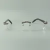 Lunettes de créateur bouquet de diamants Frames 3524012 avec branches en corne de buffle texturées noires naturelles pour unisexe, taille: 56-36-18-140mm