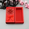 100 قطع الصينية نمط الآسيوية الأحمر مزدوجة السعادة الزفاف الإحسان مربع حزب هدية صالح bowknot الجوف خارج مربع الحلوى