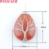 WOJIAER Natural Necklace Pendant GemStones Tree of LifeOpal Green Howlite Onyx Water Drop Bead Twining BO912