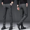 Męskie spodnie jesienno-zimowa moda męska Business Stretch chinos spodnie w stylu Casual, czarna bawełniana męska Pentalon Homme Mens 40