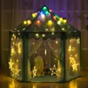 140x135cm Large Princess Castle Tule Child House Game Selling Play Tent Yurt Creative Developing Outdoor Indoor Lights Balls Toys LJ200923