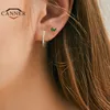 1 paire 925 boucles d'oreilles en argent Sterling oeil de cheval Zircon coloré pour les femmes Piercing bijoux fins Pendientes