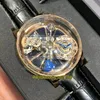 Oryginalne pudełko Pakowanie Obrotowy Starry Sky Dial Epic X Chrono Decoration Tourbillon Szwajcarski Kwarcowy Mężczyzna Zegarek Skórzany Rose Gold Case Eternity