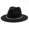 Шляпы с широкими полями, модные 18 цветов, мужские и женские шерстяные фетровые шляпы, формальная вечеринка, джазовая фетровая фетровая шляпа с кисточками, желтая, белая, розовая панамская кепка1276N