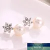 Neue Perle Kristall Rhinstone Frauen Ohrring Schneeblumenohrringe für Frauen Brincos Ohrring Schöner Schmuck