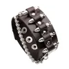 Bracelet à breloques en alliage de Style chanteur de Rap Hip Hop populaire, large, noir et marron, en cuir, cadeau pour hommes