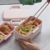 Lunch Box Eco-friendly Material Bamboo Fiber Portable Bento Box Food Storage Container Microwaveble For Picnic BPA Free 201016