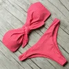 Katı Bandaau Bikini Set Seksi Mayo Kadın Bikini Brezilyalı Tanga Mayo Kadın Halter Üst Mayo Yüzme Giyim T200114