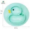 Qshare Duck Baby tallrik Silikon Sugfack Bricka Antislip Barn Måltid Frukt Foder Toddler Porslin LJ201019