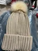 Cheap Whole beanie New Winter caps Knitted Hats Women bonnet Thicken Beanies with Real Raccoon Fur Pompoms Warm Girl Caps pomp75025206579