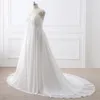 Demure Dual Straps Empire Waist Cover Belly Chiffon Skirt Court Train Plus Storlek Maternity Gravid Lady Wedding Dress Bridal Dress