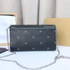 borsa a tracolla da donna Borsa a tracolla di design Borsa a tracolla da donna Borsa metallizzata Lettera in vera pelle Paillettes Hasp Tasca con patta singola morbida MM taglia Nero