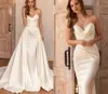 Elegant 2 In 1 Detachable Train Wedding Dress 2022 Satin Sleeveless Simple Mermaid Princess Bride Gowns Ivory Vestido de Noiva