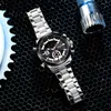 Black steel quartz watch with double analog sports screen for men's brand luxury fashion beauty