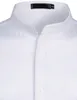 Blanc Banded Col Robe Chemise Hommes Slim Fit À Manches Longues Casual Chemises Boutonnées Hommes D'affaires Bureau Travail Chemise Homme S-2XL LJ200925