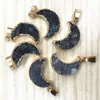 新しい天然石の灰色の老化Druzys Drusy Pendants Moon Charms for Women Men Unisex Jewelryネックレス