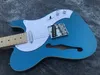 China Electric Guitar customs shop T L hollow body half jazz Shining metallic blue color