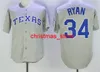 Mens 야구 34 Nolan Ryan Jersey Vintage 스티치 화이트 블루 31 Fergie Jenkins 26 Johnny Oates 10 Jim Sundberg Jerseys S-3XL