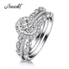 Ainuoshi 1.5 Carats Floral Band Halo Oval criou jóias brancas para lady y200107