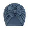 Solid Ribbed Velvet Baby Vinter Hat Bow Topknot Nyfödda Mössor Sweet Tuban Headwrraps Boys Tjejer Hårtillbehör