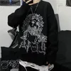 Woherb Harajuku Sweter Kobiety Man Punk Streetwear Jacquard Drukuj Dzianiny Pulower Koreański Moda Pull Jumper Unisex Jesień 201130