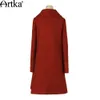 Artka Женское осеннее пальто бренда шерстяное пальто женщины красное длинное пальто женский винтажный вышивка женская зимняя куртка FA10240Q 201218