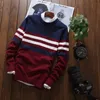 Męskie swetry męskie sweter z dzianiny ciepły patchwork okrągły kołnierz bawełniany casual wełna swetry męskie marki plus rozmiar 5xl 211221