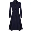 Vintage Vrouwen Warm Jasje Winter Revers Knop Effen Uitloper Famale Mode Abrigo De Mujer Dames Overjas Outwear1