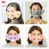 New Cartoon Bear Face Shield Cover Kids Cute Ear Protective Mouth Mask Animales 2 en 1 Winter Face Masks niños adultos Boca-Mufla máscaras FY9205