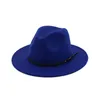 Hatt män kvinnor imitation ull ull filt outback hatt panama brett grim kvinnor bälte spänne fedoras chapeau sombrero mujer 20203417851