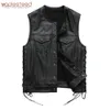 Gilet en cuir pour hommes 100% peau de vache Gilet de moto Biker Gilets en cuir Moto Gilet en cuir Taille asiatique M-5XL M435 201126