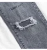 Jeans Weibliche Denim Hosen Loch Koreanische Mode Buttom Frau Bleistift Hosen Grau Denim Elastische Hosen für Damen Donna 201105