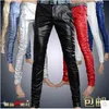 6 couleurs pantalons en cuir hommes PU hommes pantalons en cuir mode haute qualité moto faux cuir hommes pantalons skinny 27-36 LJ201221