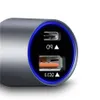 Carregador de carro portátil dos EUA, USB QC3.0 PD dupla carga rápida de liga de alumínio completo, Dissipação de calor durável e rápido308V