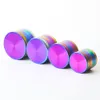 2022 Nya 4 lager Rökning Herb Grinder 40mm 50mm Diameter Zinc Alloy Rainbow Laser Color Mini Tobacco Grinders Spice Crusher