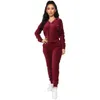 Kvinnor Velvet Tracksuits Två stycken Set Designer Zipper Elastic midjetröja Hoodie Pants Suits Ladies Fashion Sportwear