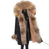 Fashion Winter Jacket Big Fur Outerwear Detachable Women Real Coat Natural Collar Loose Long Parkas 211220