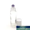 10st Perfume Natural Gemstone Roller Ball Clear Bottle 10ml Essentiell oljull på tjocka glasflaskor med kristallflis