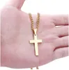 Collier pendentif croix en acier inoxydable Simple pour hommes et femmes, collier ton or noir, bijoux de bonne marque