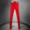 Mäns Jeans Vår och Höst 2022 Stil Koreansk Fashion Red Stretch Skinny Pencil Pants Foot Teenagers