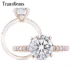 Transgems 14K Rose Gold Engagement Ring Center 8mm F Color Diamond Ring for Women Wedding Jewelry Y200620