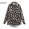 Zevity New Women Fashion Leopard Printing Casual SMOCK BLOUSE Office Laders Long Sleeve Business Shirts Chic Chemise Tops LS7291 201201