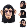 . Rolig Monkey Head Latex Mask Full Face Vuxen Mask Andningsbar Halloween Masquerade Fancy Dress Party Cosplay ser riktigt Y200103